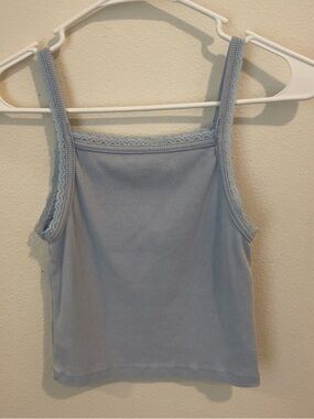 American Eagle Outfitters Light Blue Lace Trim Top